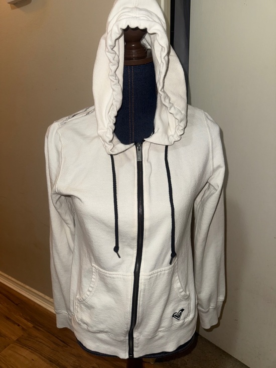 roxy Tops - Roxy Women's White Zip-Up Hoodie with Hood and Front Pockets